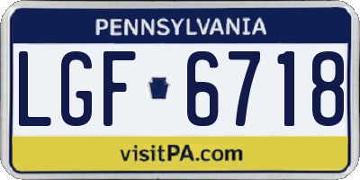 PA license plate LGF6718