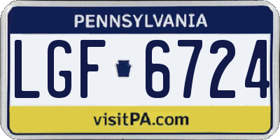 PA license plate LGF6724