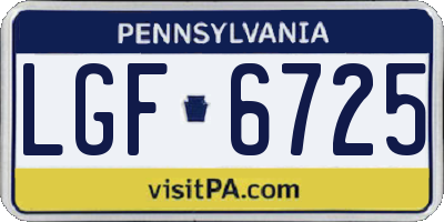 PA license plate LGF6725