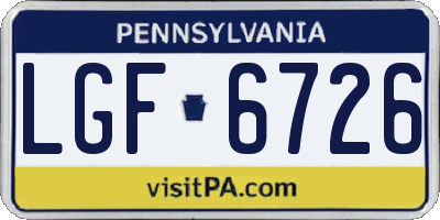 PA license plate LGF6726