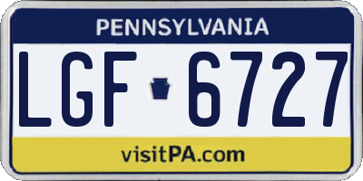 PA license plate LGF6727