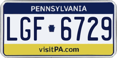 PA license plate LGF6729