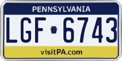 PA license plate LGF6743