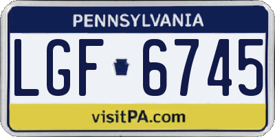 PA license plate LGF6745
