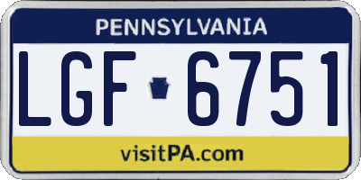 PA license plate LGF6751