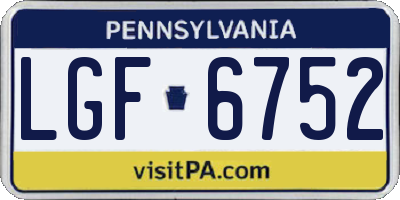 PA license plate LGF6752