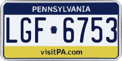 PA license plate LGF6753
