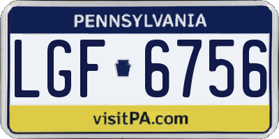 PA license plate LGF6756