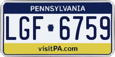 PA license plate LGF6759