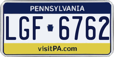 PA license plate LGF6762