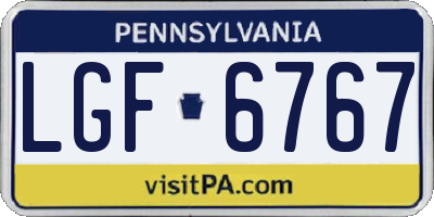 PA license plate LGF6767