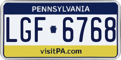 PA license plate LGF6768