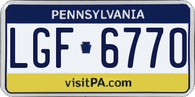 PA license plate LGF6770