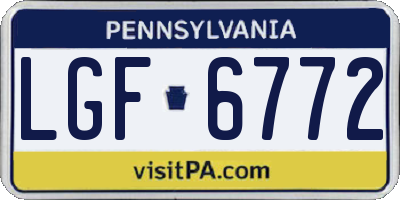PA license plate LGF6772