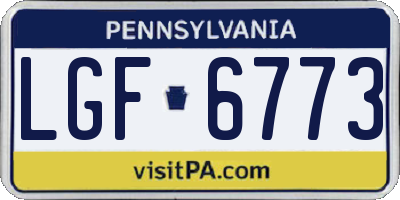 PA license plate LGF6773