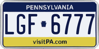 PA license plate LGF6777
