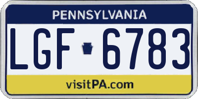 PA license plate LGF6783