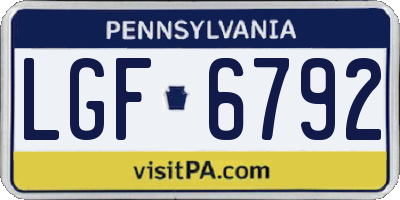 PA license plate LGF6792