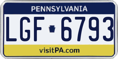 PA license plate LGF6793