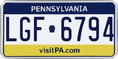 PA license plate LGF6794