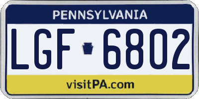PA license plate LGF6802