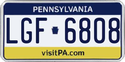 PA license plate LGF6808