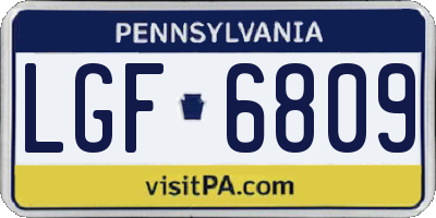 PA license plate LGF6809