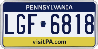 PA license plate LGF6818