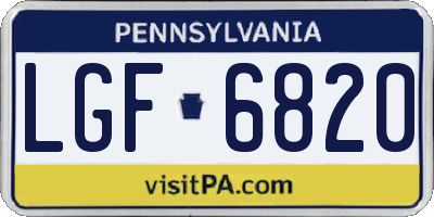 PA license plate LGF6820