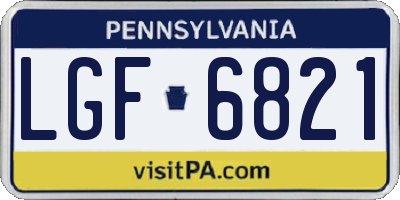 PA license plate LGF6821