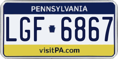 PA license plate LGF6867