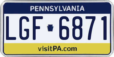 PA license plate LGF6871