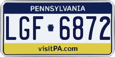PA license plate LGF6872