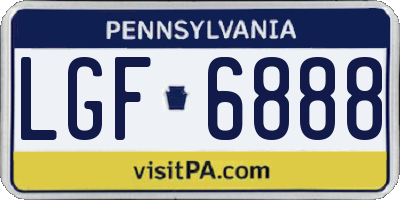 PA license plate LGF6888