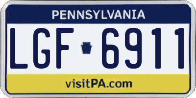 PA license plate LGF6911