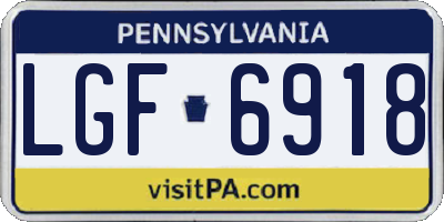 PA license plate LGF6918