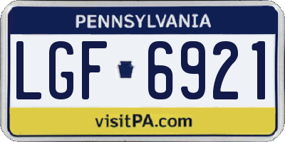 PA license plate LGF6921