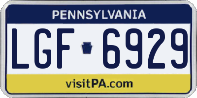 PA license plate LGF6929