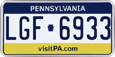 PA license plate LGF6933