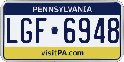PA license plate LGF6948
