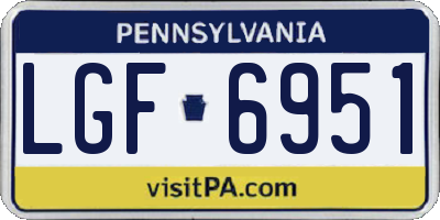 PA license plate LGF6951