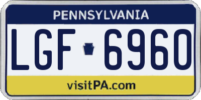 PA license plate LGF6960