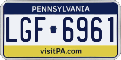 PA license plate LGF6961