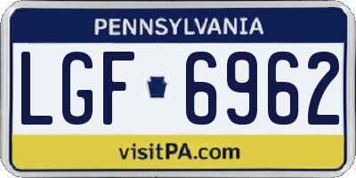 PA license plate LGF6962