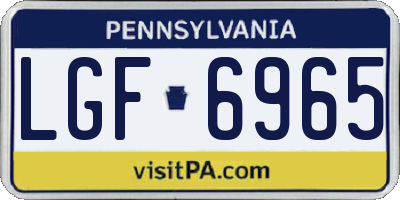 PA license plate LGF6965