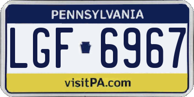 PA license plate LGF6967