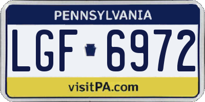 PA license plate LGF6972