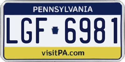PA license plate LGF6981