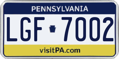 PA license plate LGF7002