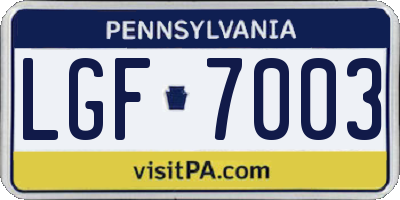 PA license plate LGF7003